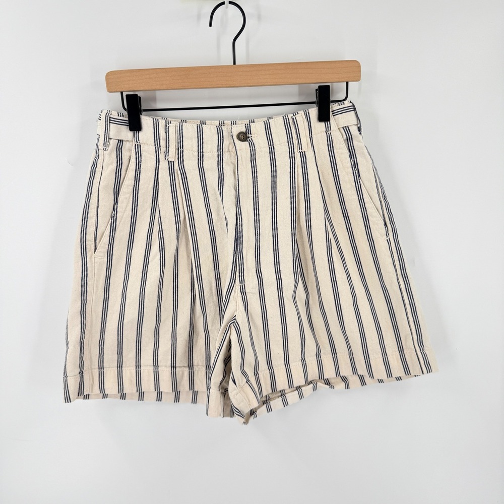 Vintage Dockers Striped 100% Cotton Walking Casual Shorts Pleated Cream Size 12 - Picture 7 of 7